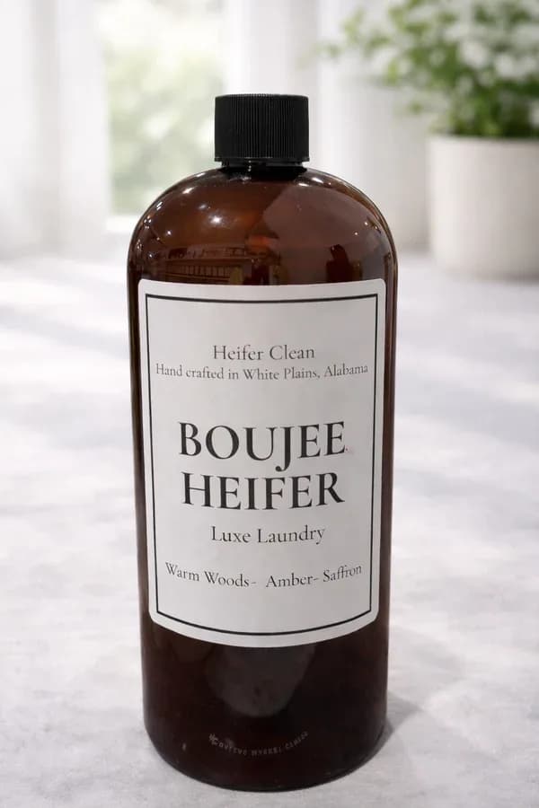 Gracie - Heifer Clean Liquid Laundry Detergent - Get ready to elevate your laundry experience with our brand new Heifer Clean Liquid Laundry Detergent! This luxury detergent is made with clean ingredients and smells amazing. Say goodbye to harsh chemicals and hello to a delightful scent that will leave your clothes feeling fresh and clean. Each bottle contains 32 ounces of pure laundry bliss.