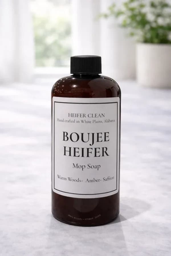 Gracie - Heifer Clean Mop Soap - Get a luxurious clean with Heifer Clean Mop Soap! This concentrated formula effectively cleans any floor type without any harsh chemicals. Safe for pets (but not to consume), bring a delightful scent to your home with this non-toxic soap. Each 16 oz jar will give you 14-16 uses - perfect for any mopping needs. Shake well before each use!