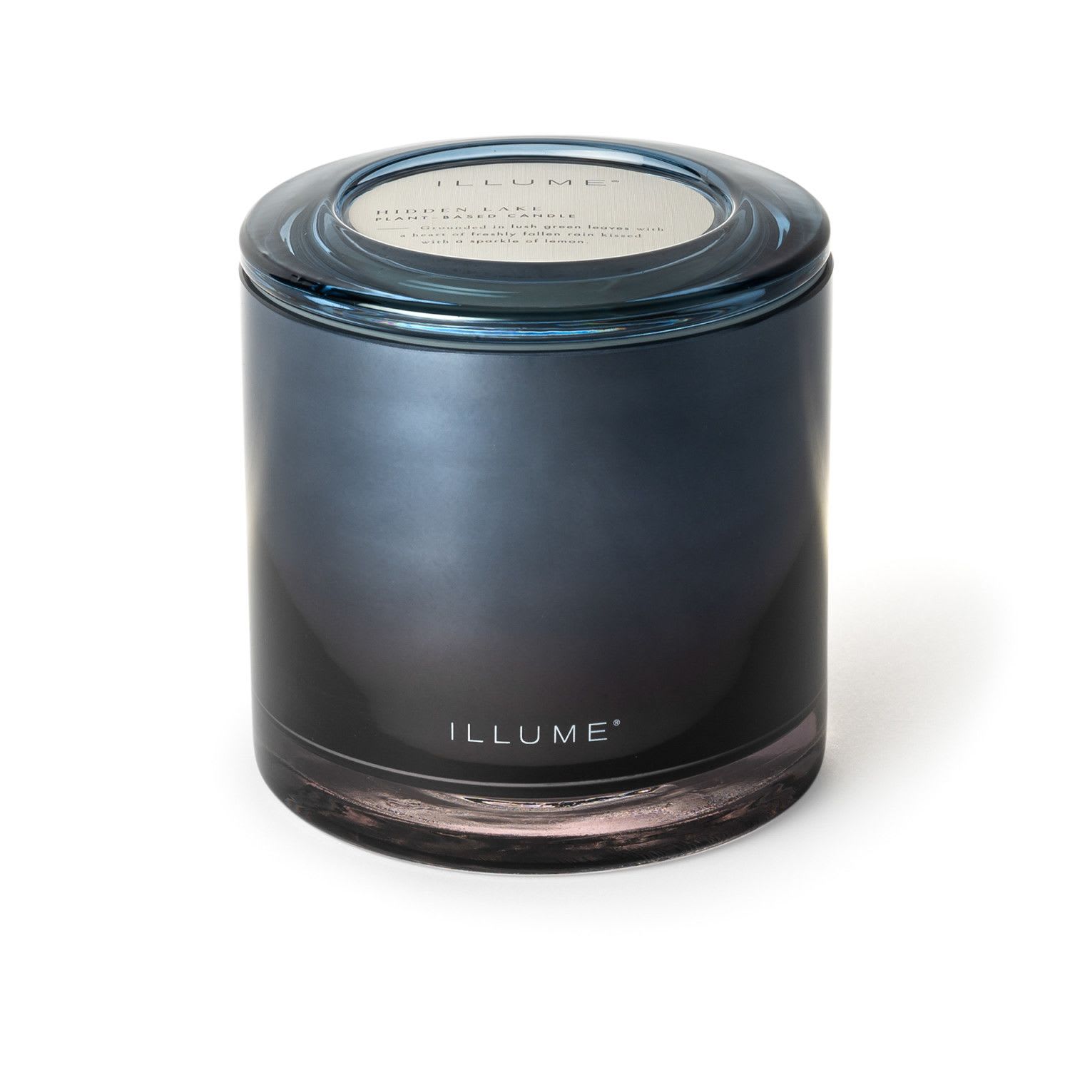 Hidden Lake Statement Glass Candle - 3-wick, high shine beauty with a warm ombre glow that gets better with every burn. 100% vegan and cruelty-free.  