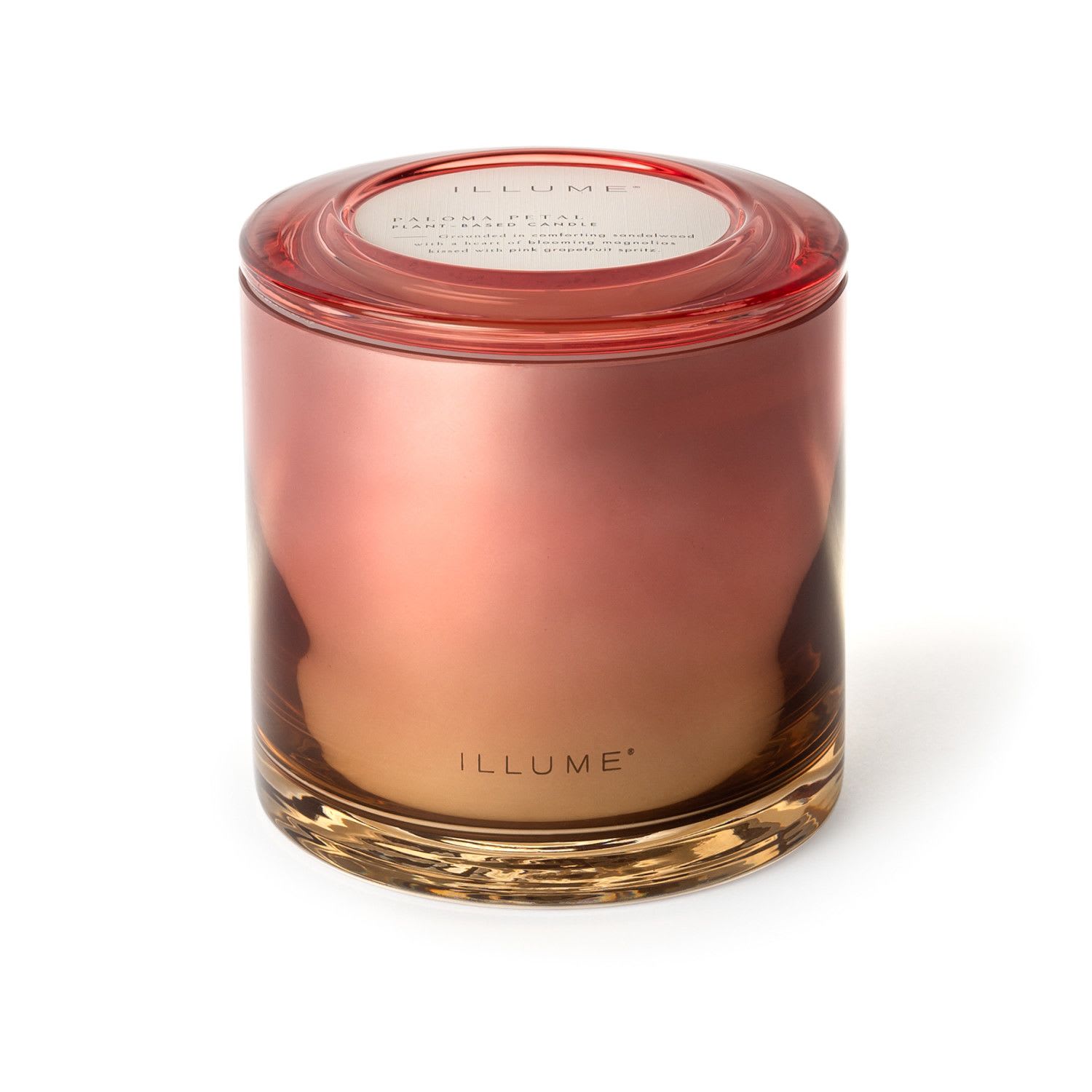 Paloma Petal Statement Glass  - 3-wick, high shine beauty with a warm ombre glow that gets better with every burn. Burn time up to 60 hours.