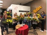 Flower Arranging Class - September 17, 7pm - ONLY TWO SPOTS LEFT. Join in for a fun evening of flower arranging, 7-9pm. Bring your beverage of choice and snacks, if you like. We will discuss flower care, arranging skills, and flower types. We will have an arrangement made which you will copy with our guidance and your flair. Then you take home a beautiful arrangement in a vase to enjoy!  WHEN REGISTERING FOR THE CLASS USE THE DATE OF THE CLASS FOR THE PICKUP DATE AND YOUR INFORMATION FOR THE RECIPIENT.