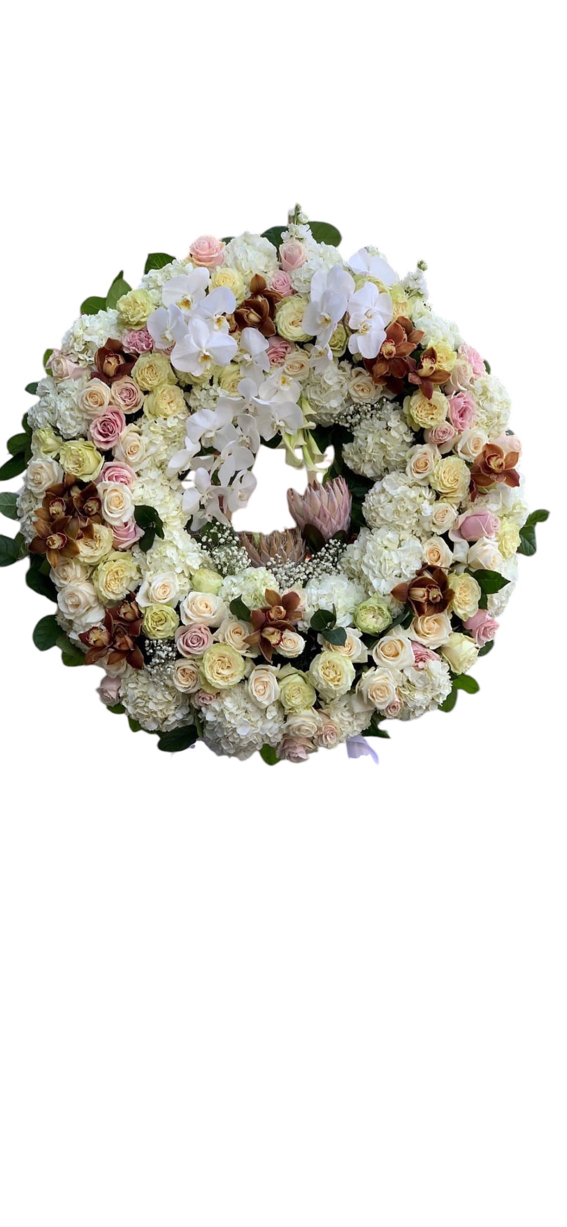 Soft Blush Sympathy Wreath  - 30 inch blush Color wreath (seasonal flowers) 