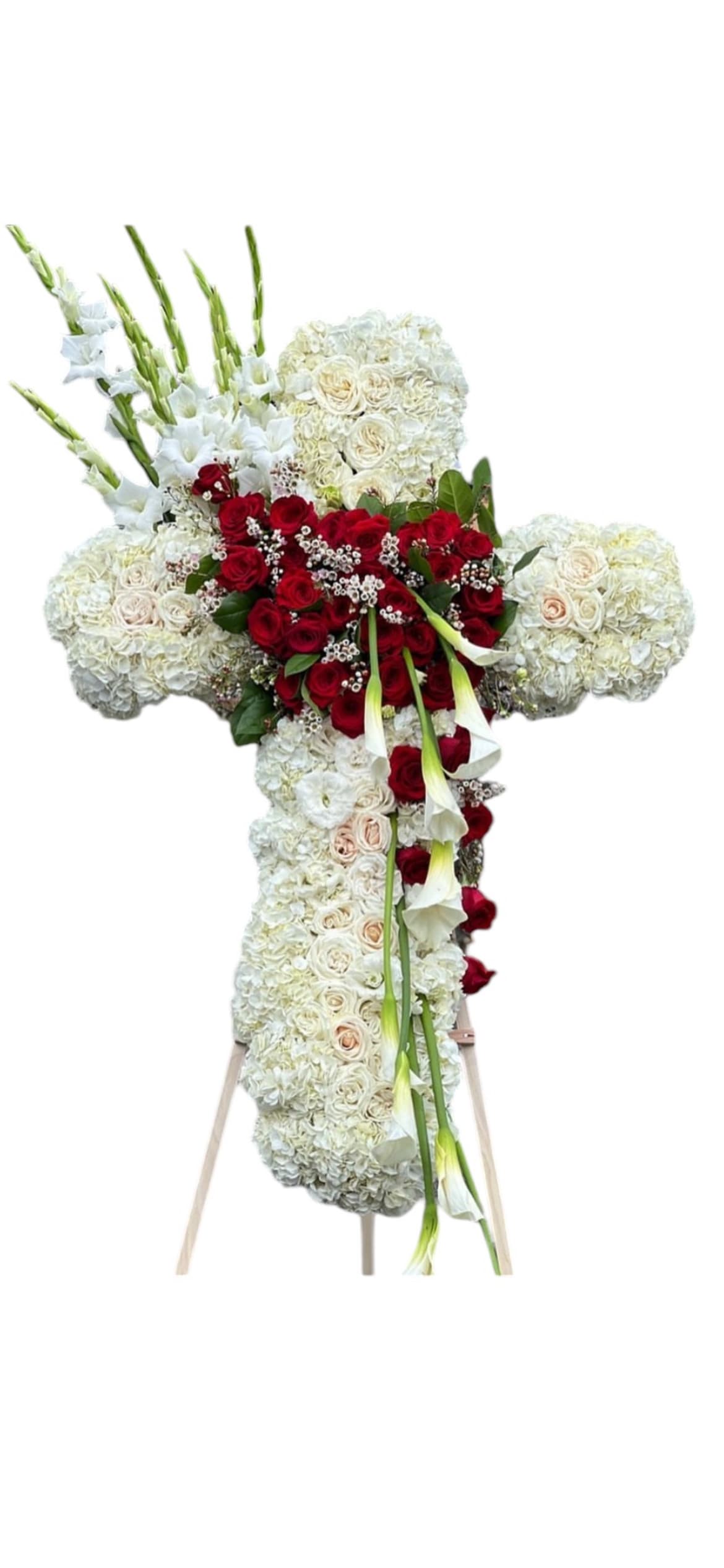 Love &amp; Faith Cross - 48 inch white cross with red heart decor 