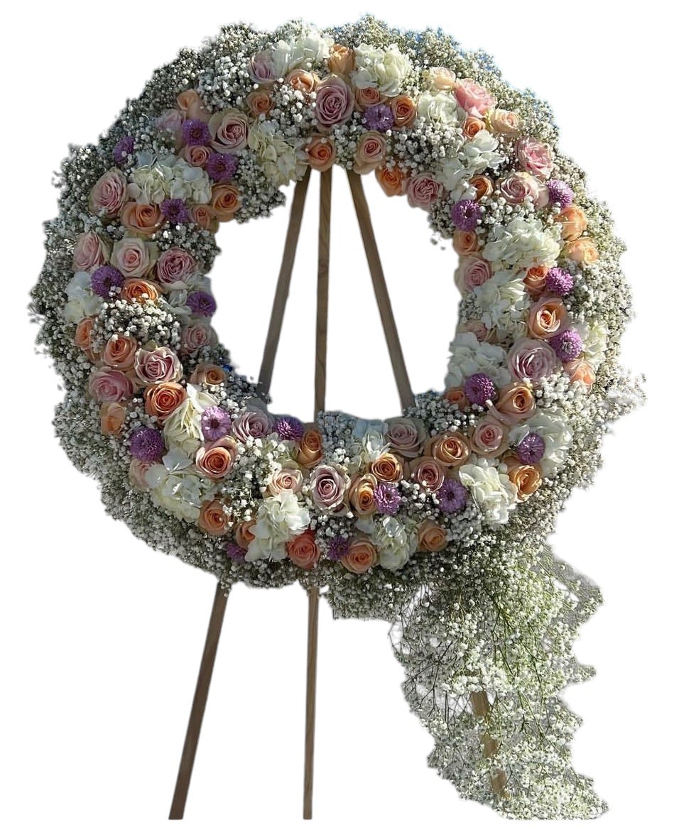 Elegant Blush Wreath - 24 inch mixed florals wreath 