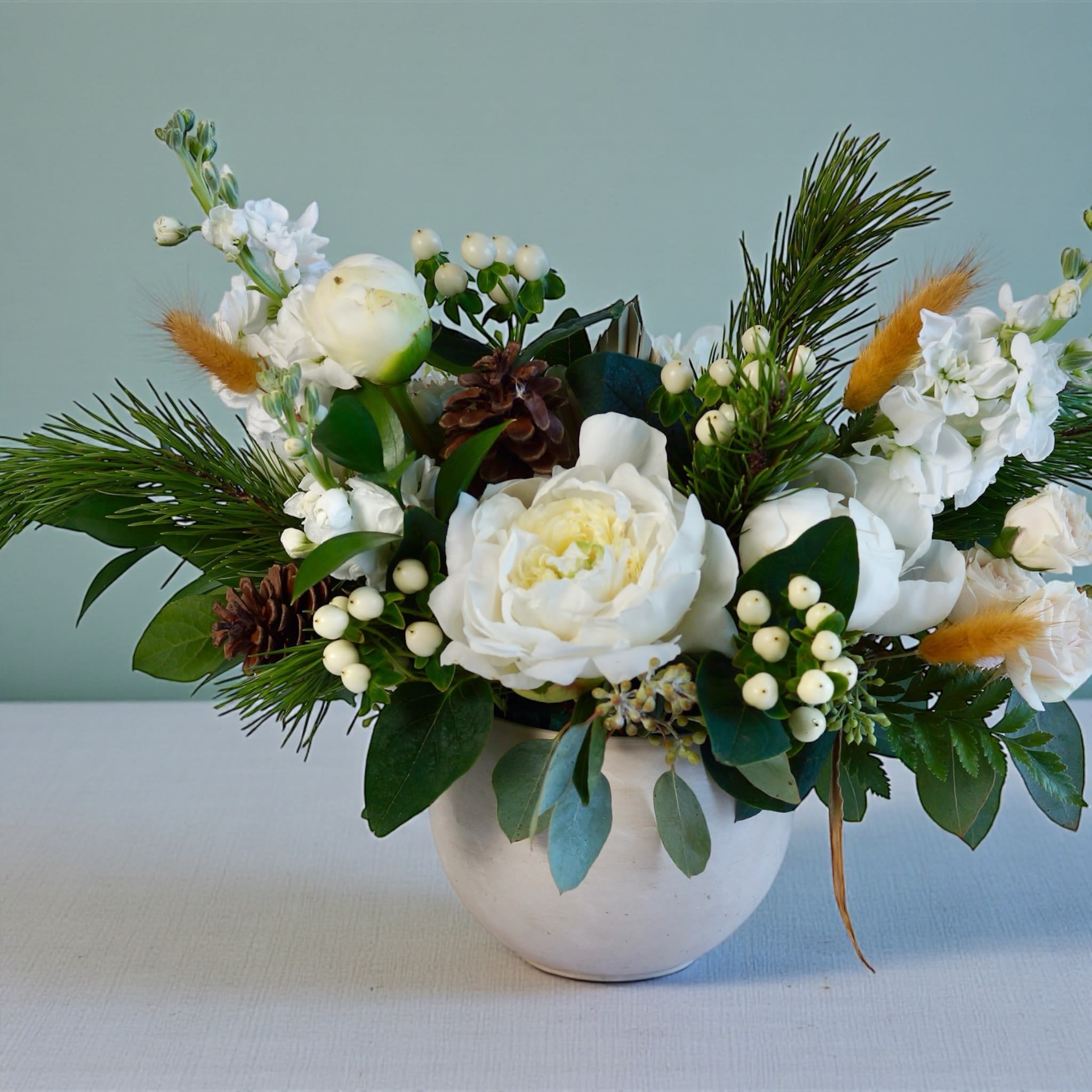 Winter Whites - Gorgeous Peonies mixed with crisp greens! 