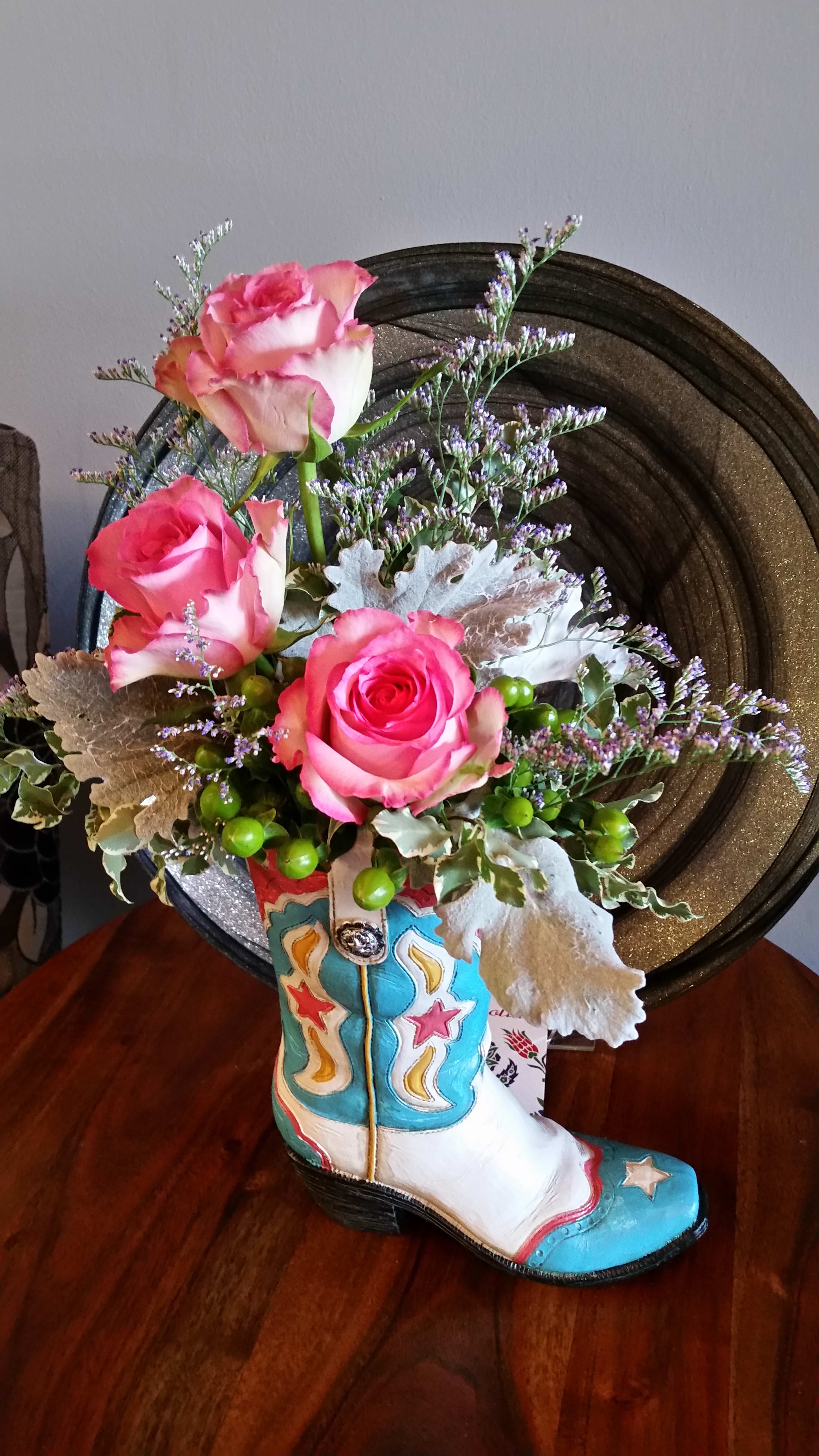 Boot and Buds - Cowboy boot with assortment of flowers
