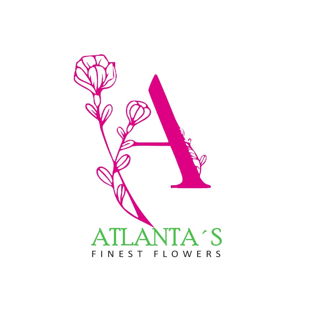Floral shop logo with a pink letter A and the text Atlanta's Finest Flowers