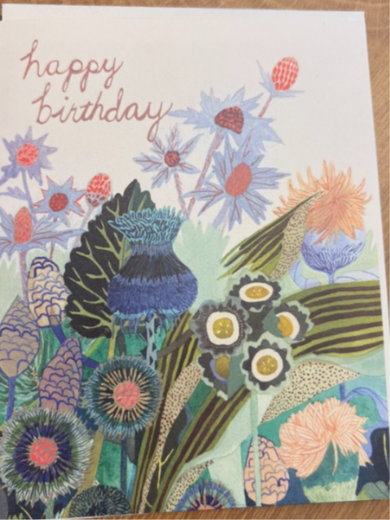 Blue Thistle Card - Birthday card