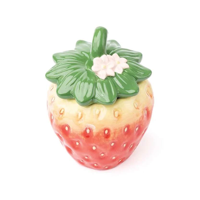 Strawberry Decorative Jar - It’s a piece that brings a cheerful pop of color and personality to any kitchen, pantry, or tabletop. Its compact size makes it versatile—perfect for brightening up a countertop, holding treats on a coffee bar, or adding a fun touch to your dining table.