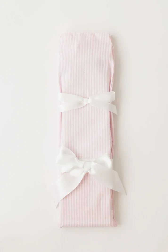 Jubilee Keepsake Knife, Pink Seersucker  - Jubilee Keepsakes is a unique, heirloom piece designed to mark the joy of birthdays throughout one's life. This birthday cake knife serves as a tangible reminder of childhood celebrations and continues to hold significance into adulthood