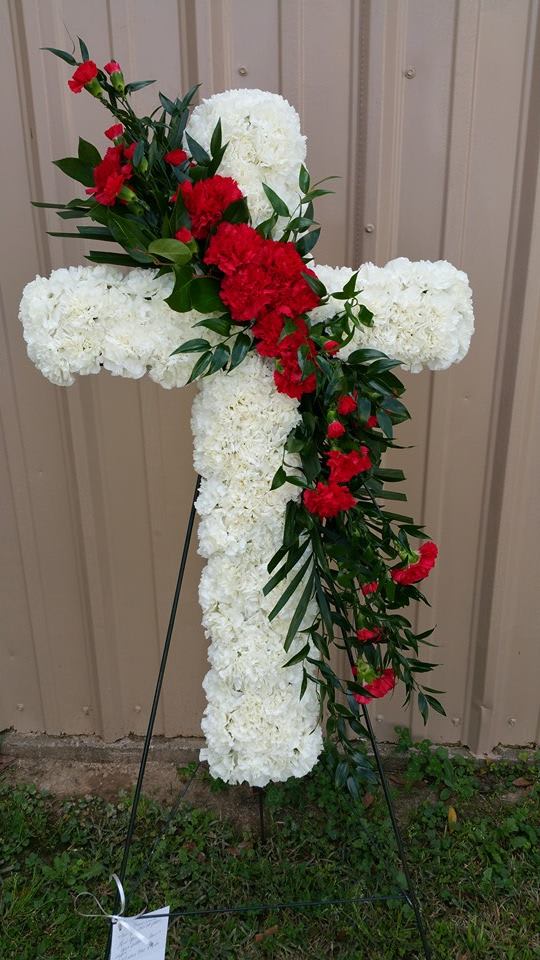 Bleeding Cross - white cross with a splash of red