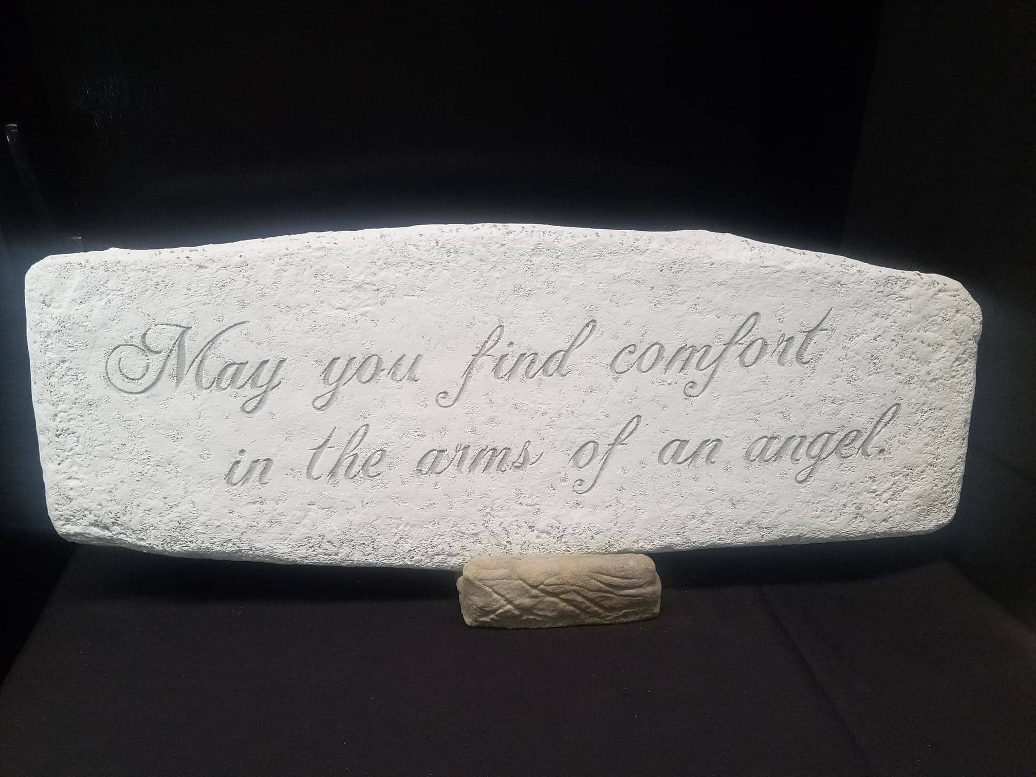 Memorial stone engraved with a sympathy message