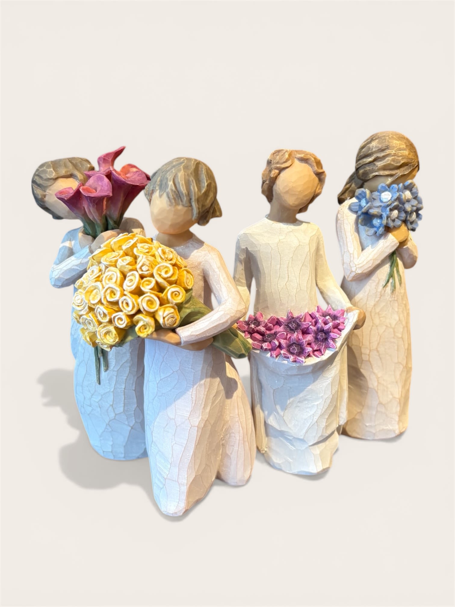 Wlllow Tree-Variety of figurines to choose for any occasion - Willow Tree - Simple Joys-purple flowers, Good Cheer-Yellow roses, Forget me not-blue flowers, Bloom-pink cala lilies 