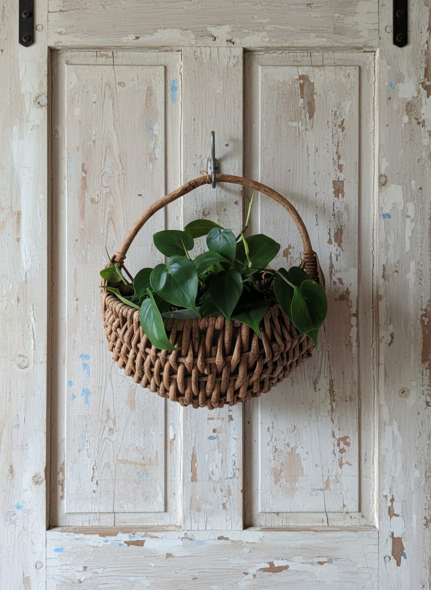 Double hanging pothos basket - 2 4" pothos plant inside basket