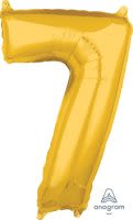 26" x 17" Gold Number 7 Mid-Size Foil Balloon -  Gold Number 7 Mid-Size Foil Balloon, Helium Filled