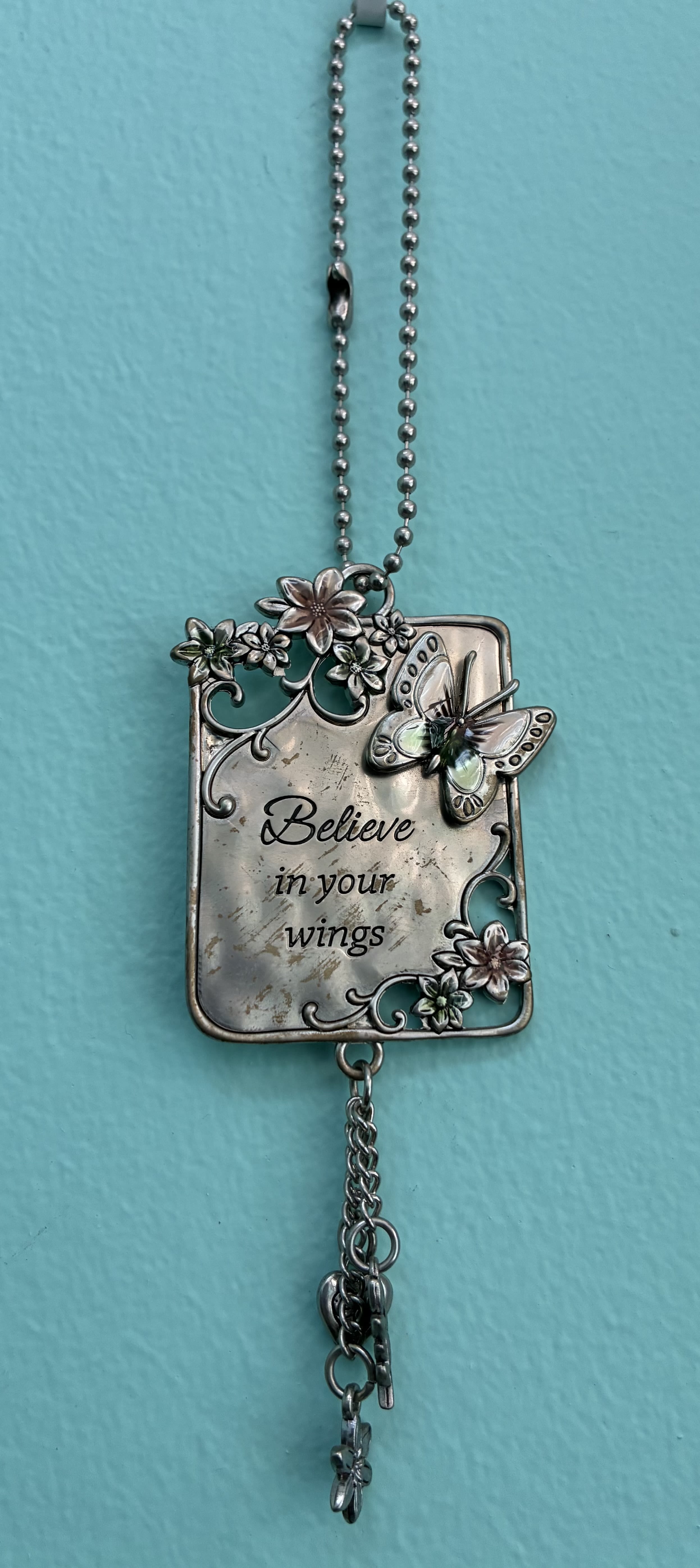 Believe in Your Wings Car Charm - Believe in Your Wings Metal Car Charm. 
