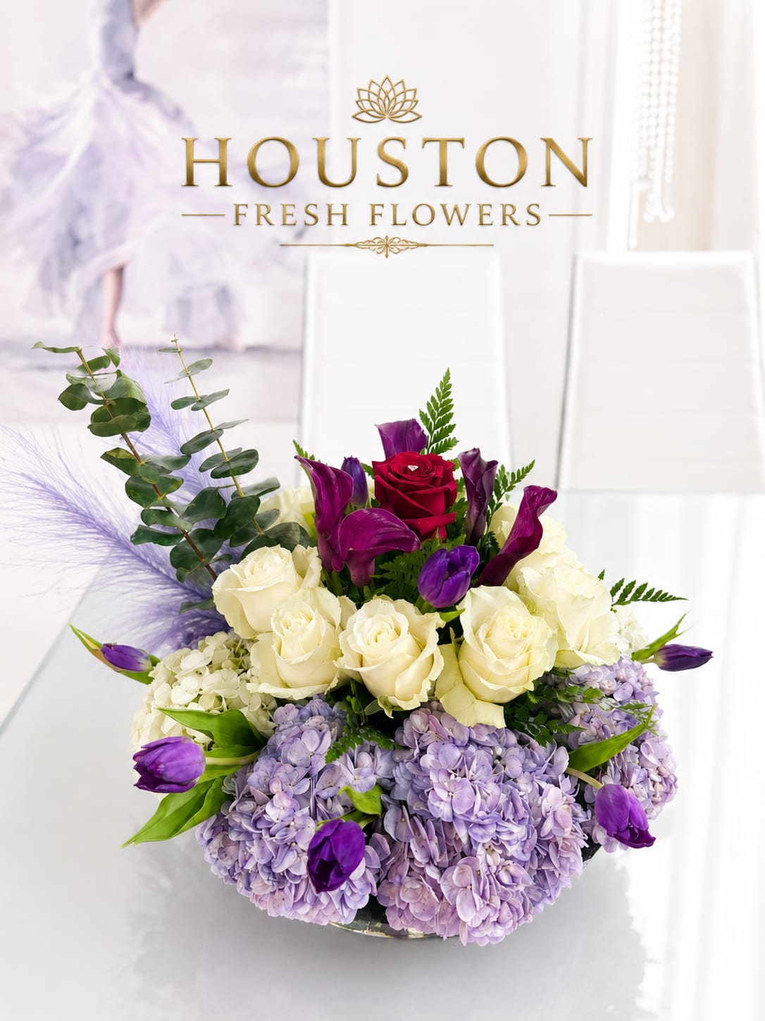 Royal Beauty - Luxury floral comosition designed to radiate warmth, vitaliy, and refined optimism. Perfect for: upscale interiors, meaningful gifting, statement decor in home, and perfect for any ocation. This is not just a bouquet-it’s a living accent piece.