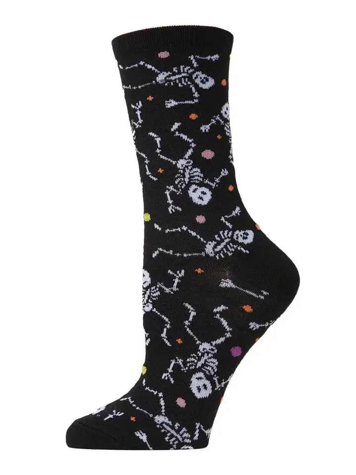 Dancing Skeleton Crew Socks - Get down and boogie in the MeMoi Dancing Dead Skeleton Crew Socks ! Whether you're doing the time warp again or the monster mash... one thing's for certain, you'll be a Halloween smash!