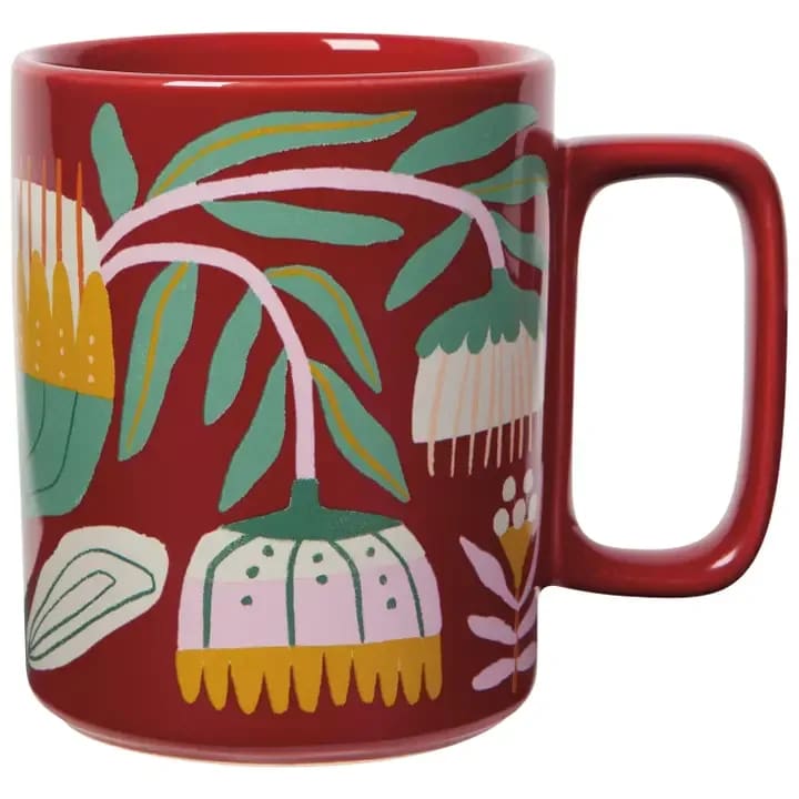 Venus Studio Mug - The new Venus Studio mug features a unique rectangular handle and it's just the right size to fill your cup with some inspiration. Exuberant lines and textures are arranged in unexpected symmetry with this design from Danica Studio while mimicking the duality of nature’s fierce beauty. Dimensions: DIA3.5 x H4.25in  Material: 100% Stoneware Care Instructions: Dishwasher and microwave safe. Capacity:  14 oz 