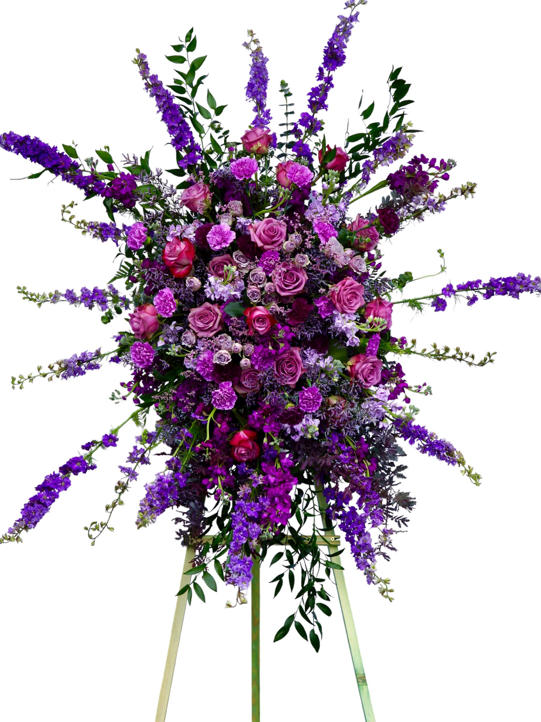 Perfect Purple Tribute - Large Easel Arrangement for Sympathy 
