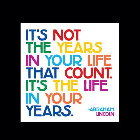 Colorful quote poster with large text on a white background
