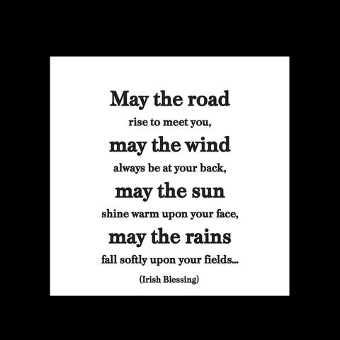 White card with an Irish blessing in black text