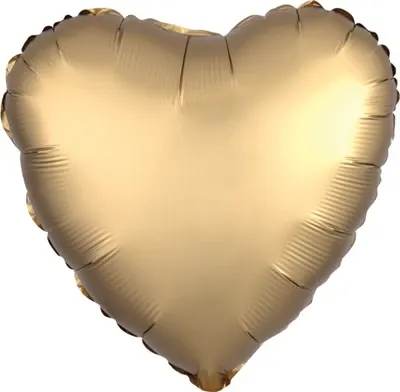 Gold heart-shaped foil balloon on a white background
