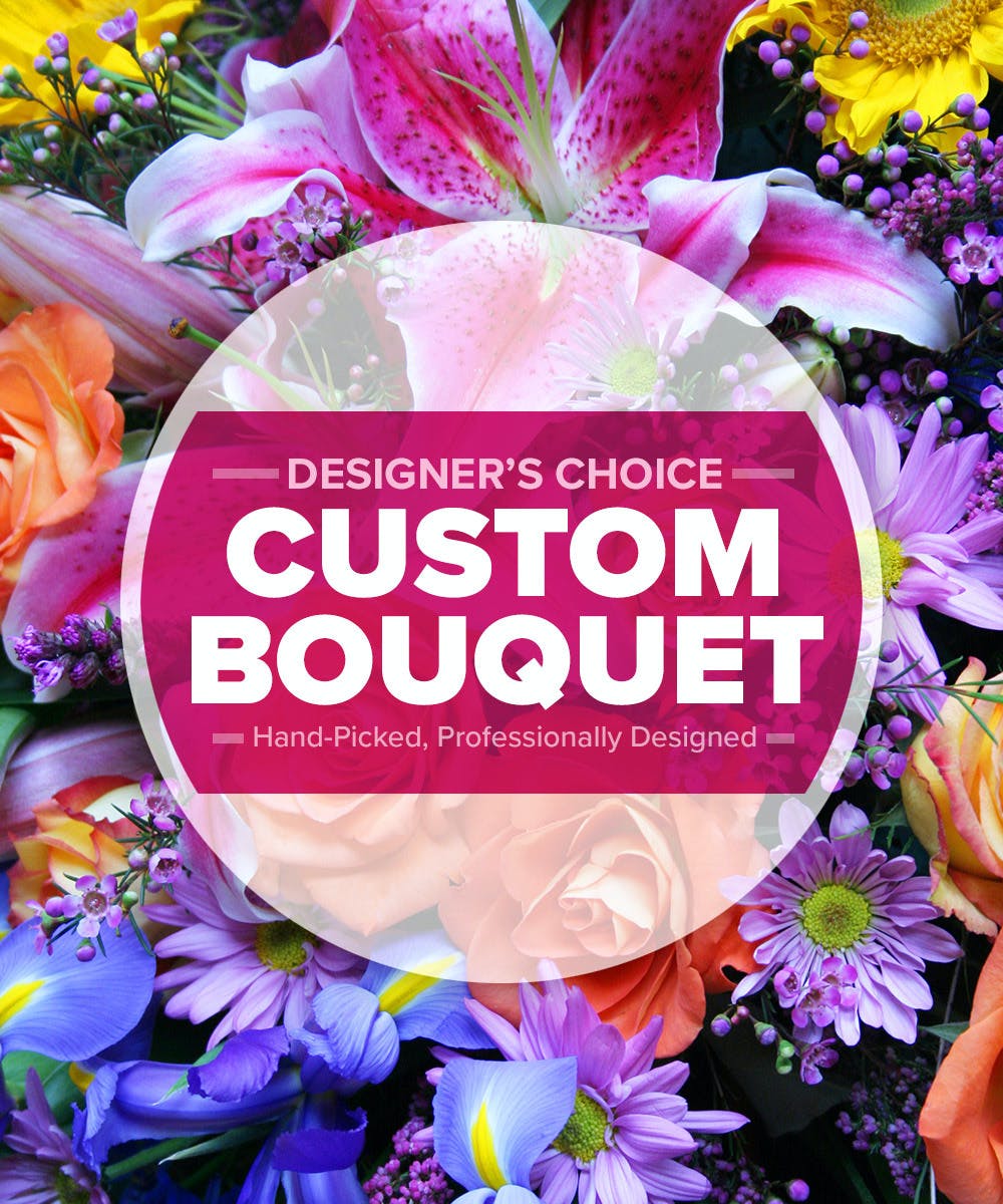 Colorful mixed bouquet with lilies, roses, and daisies