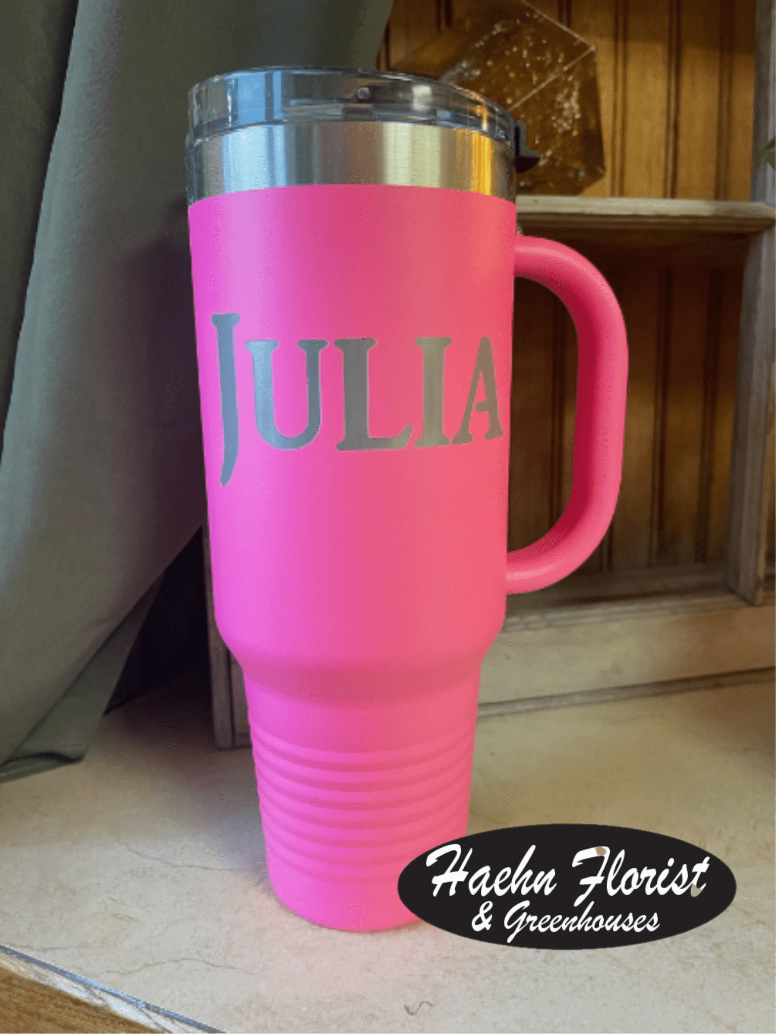 40 oz Tumbler - Custom Design - Keep your drink cold or warm with this 40 oz handled tumbler. Comes in a variety of colors and personalized just for you!