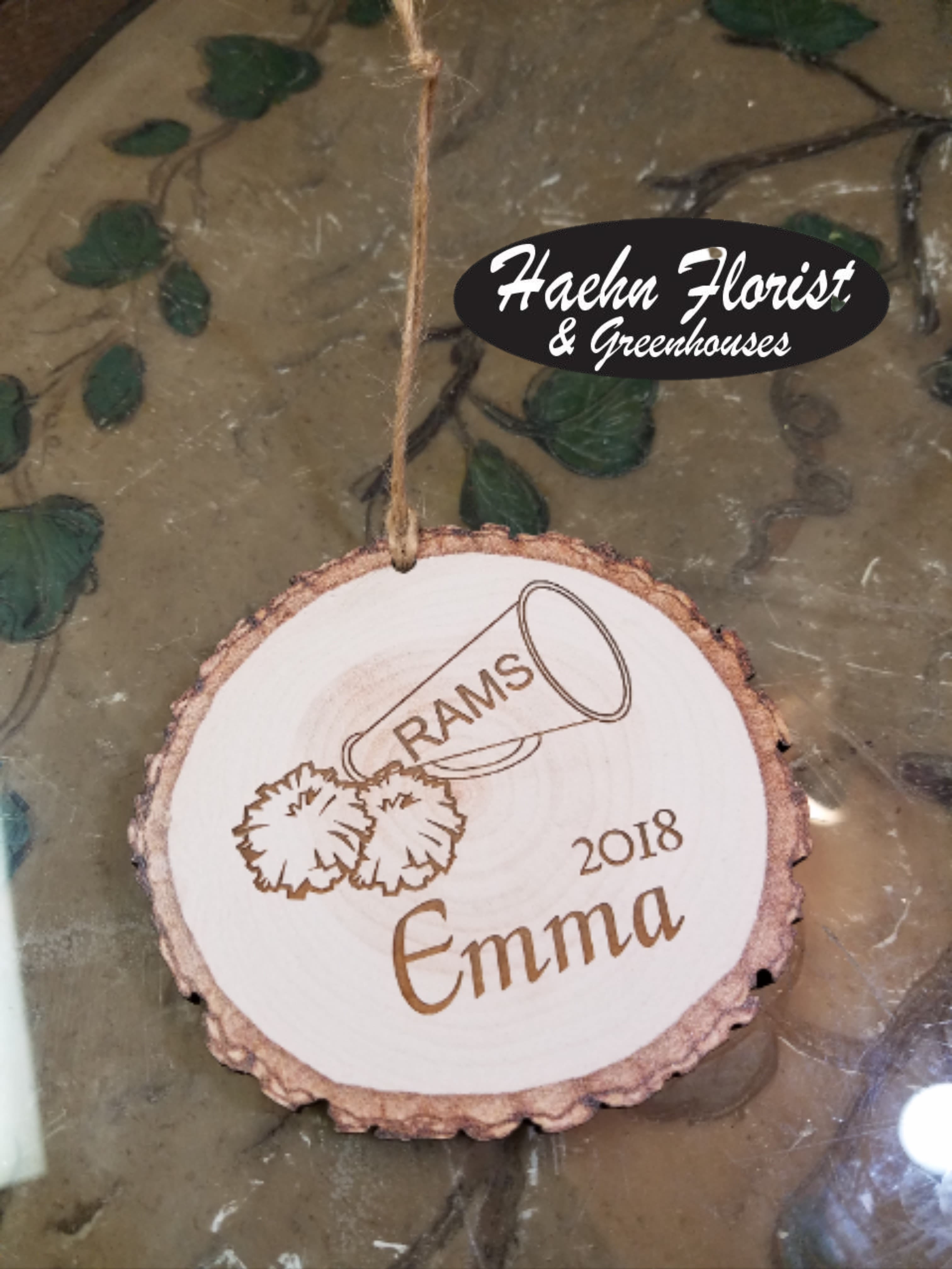 Ornament Personalized, wooden slice,  faux log - With room to personalize, this ornament makes a great Christmas gift for Sunday school teachers, students, parents, children, or grandchildren. In the order notes, please be very specific what you'd like to have engraved. Double check the spelling. If you want an image, it must not be trademarked.  PRODUCT DETAILS Weight:  0.09 lbs Depth:  0.25" Width:  3.75" Height:  3.5" 