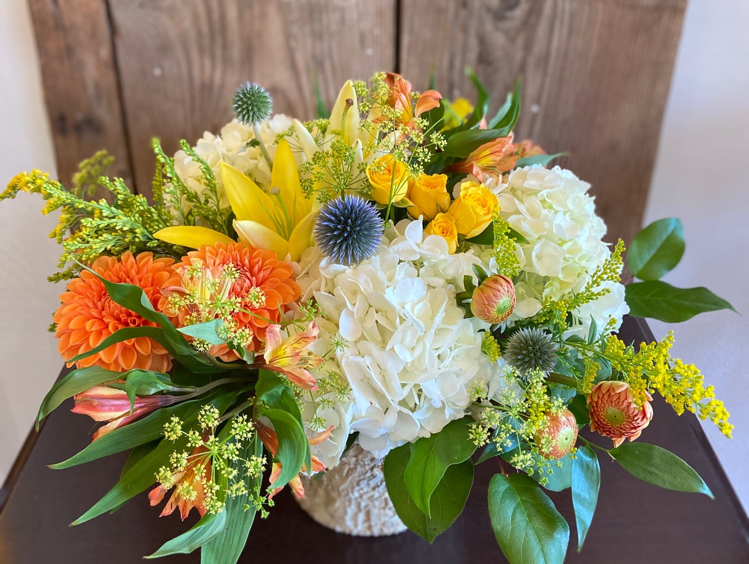Low and Lush - Bright Garden Blooms in a Low Container. **COLORS/FLOWERS may vary.