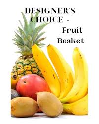 Fruit basket with pineapple, bananas, mangoes, and a red fruit