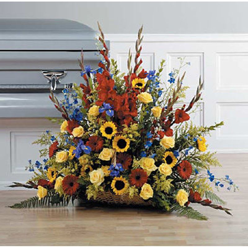 Summer Fireside - Fireside basket with strong pleasing summer colors. 