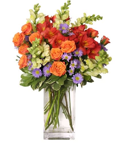 Fall Flower Power by Flower Shop Network  - Bright colorful Vase of Seasonal flowers 