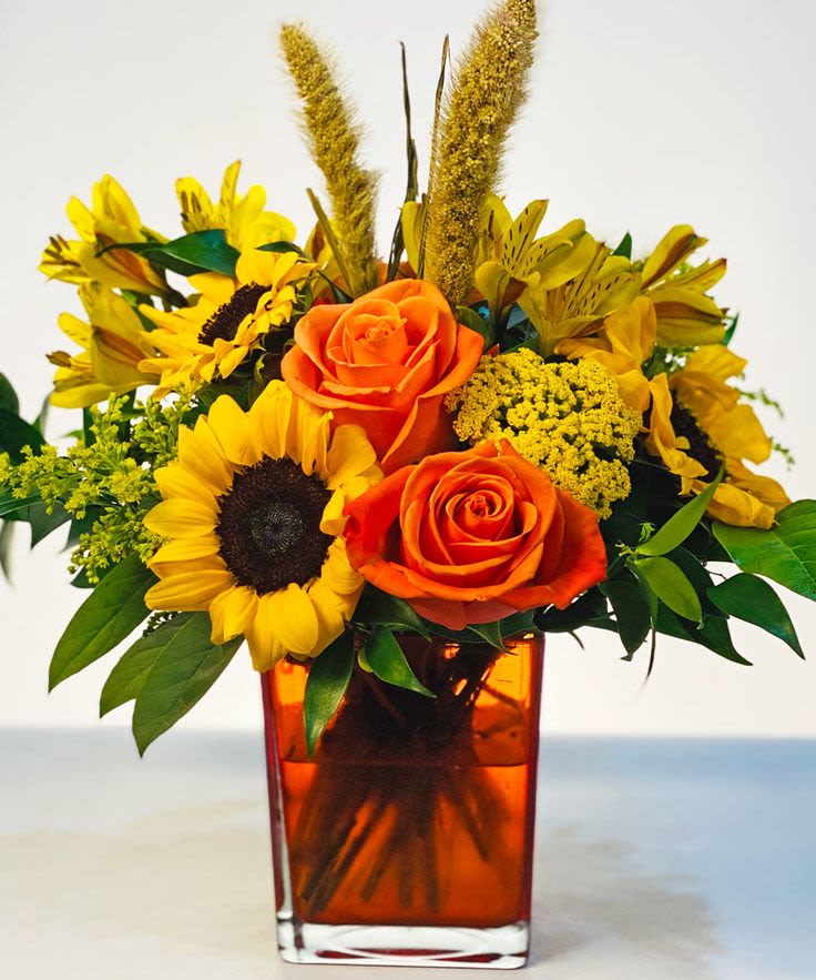 Fall Festive Cube  - Colorful Fall cube busting with fall flowers