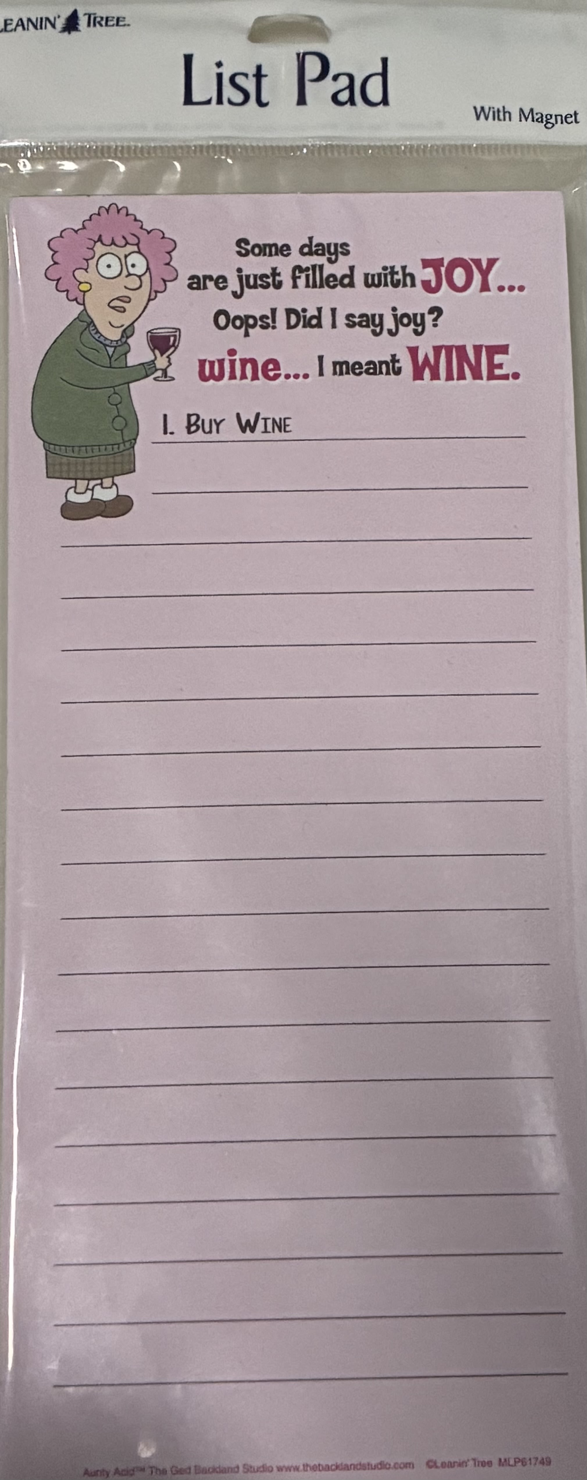 Funny List Pad - Some days are just filled with JOY... oops! Did I day joy? wine...I meant WINE. List Pad with magnet. 9 inch X  4 inch
