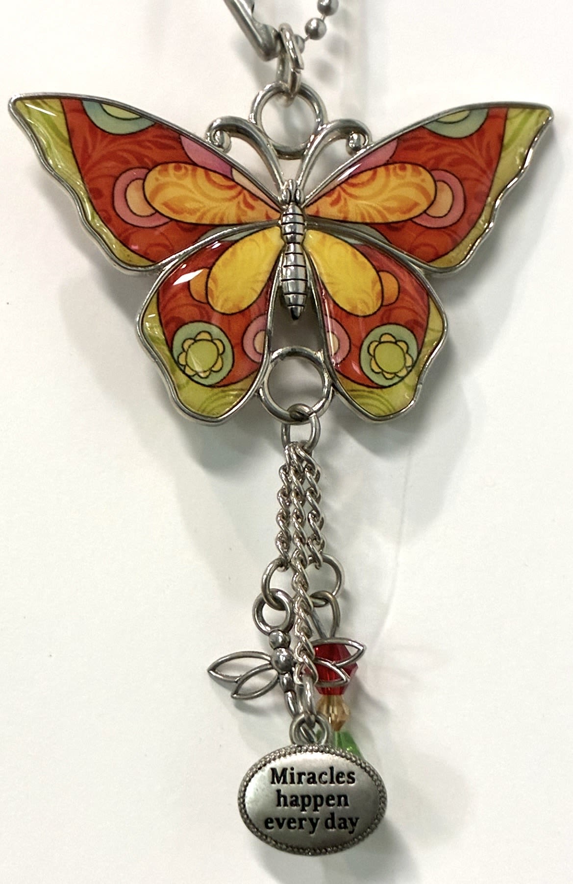 Miracles Happen Every Day Butterfly Car Charm - Miracles Happen Every Day Metal Butterfly Car Charm.