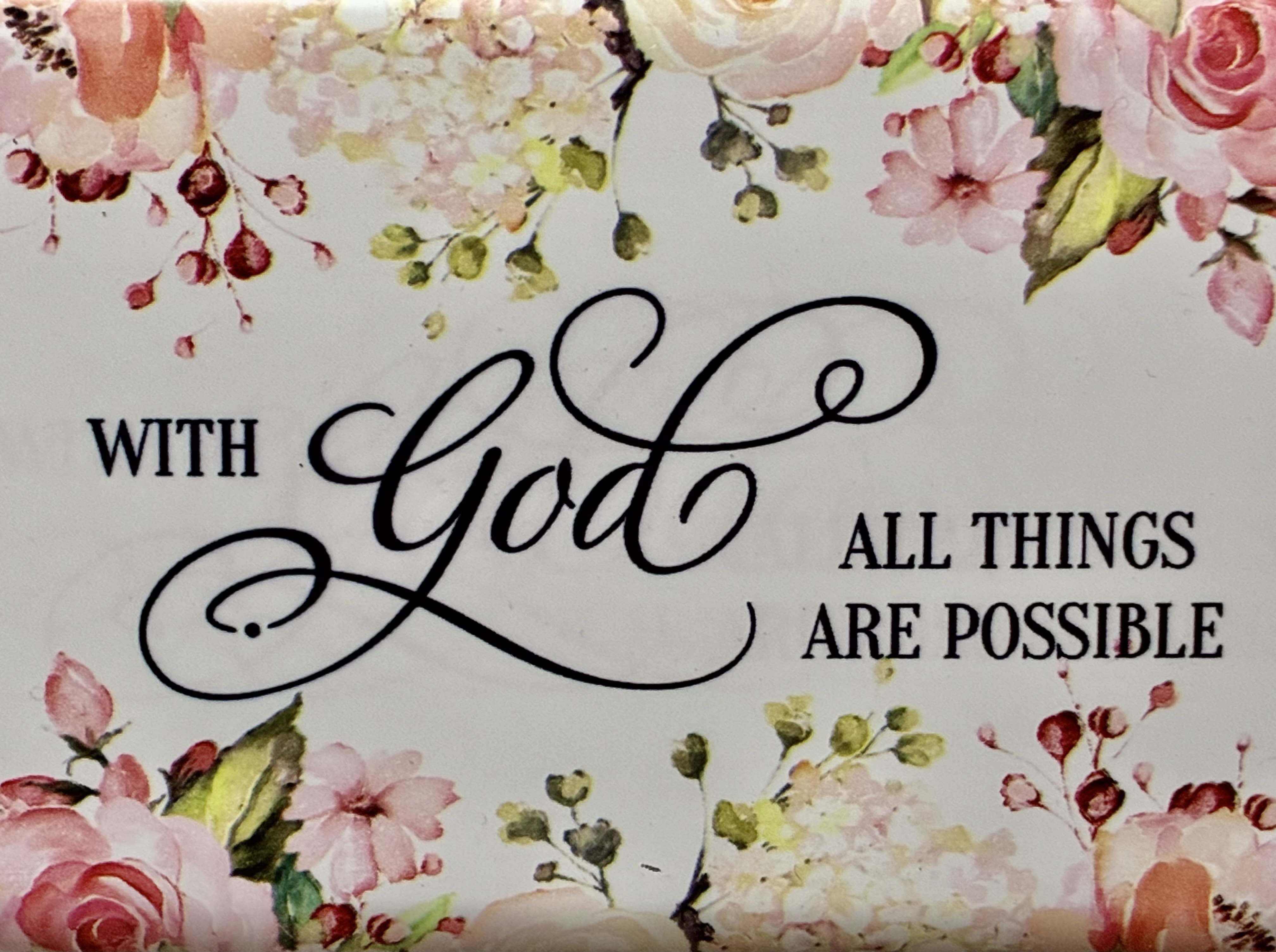 Anit-Theft Security Wallet With God All Things Are Possible. - 6 Card Slots, Anit-Theft Aluminum Security Wallet with RFID Protection. Snap Closure With God All Things Are Possible. 