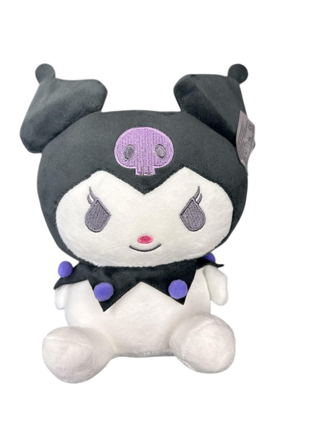 Plush character toy with a black hood and white face