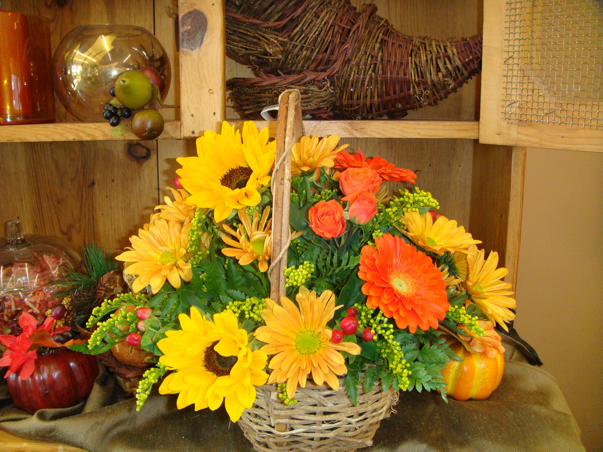 AUTUMN BASKET OF ORANGES &amp; YELLOWS - AUTUMN BASKET OF ORANGES &amp; YELLOWS