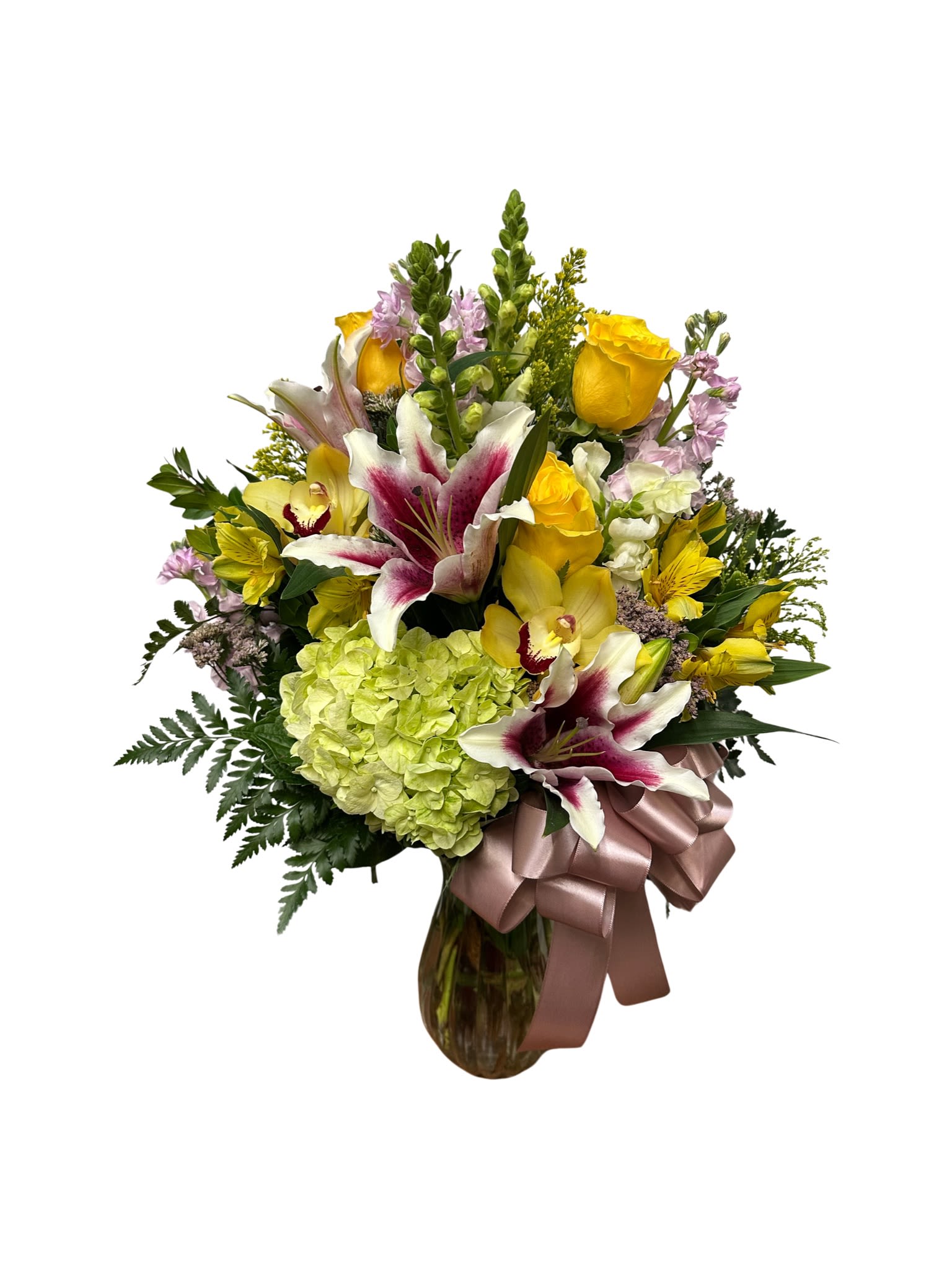 Designers Choice Vase Mix - Mixture of the freshest florals to accommodate to any occasion. Give us the occasion and our designers will pick out the best florals to fix the occasion. Arrangement will be a mixture of our season florals. This is the perfect arrangement to let our designers create the best match for your occasion. 