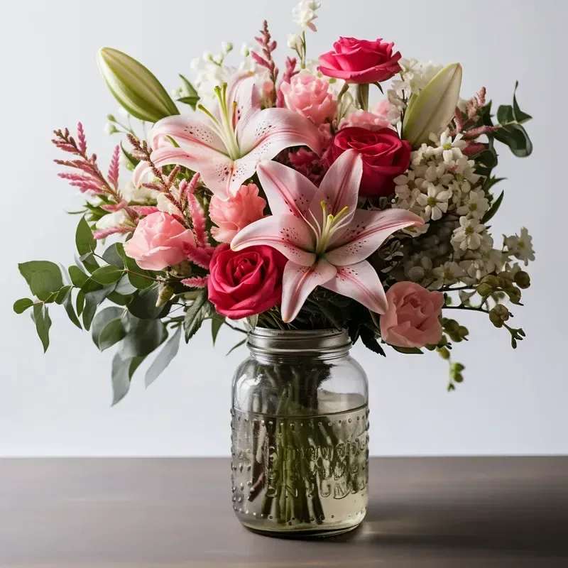 Lily Symphony in Pink - This Valentine's Day spread love with this stunning bouquet, full of heartwarming seasonal blooms. PLEASE NOTE: Flower stems in the image are NOT GUARANTEED, we will use seasonal flowers in keeping with the holiday theme. Containers will vary! 