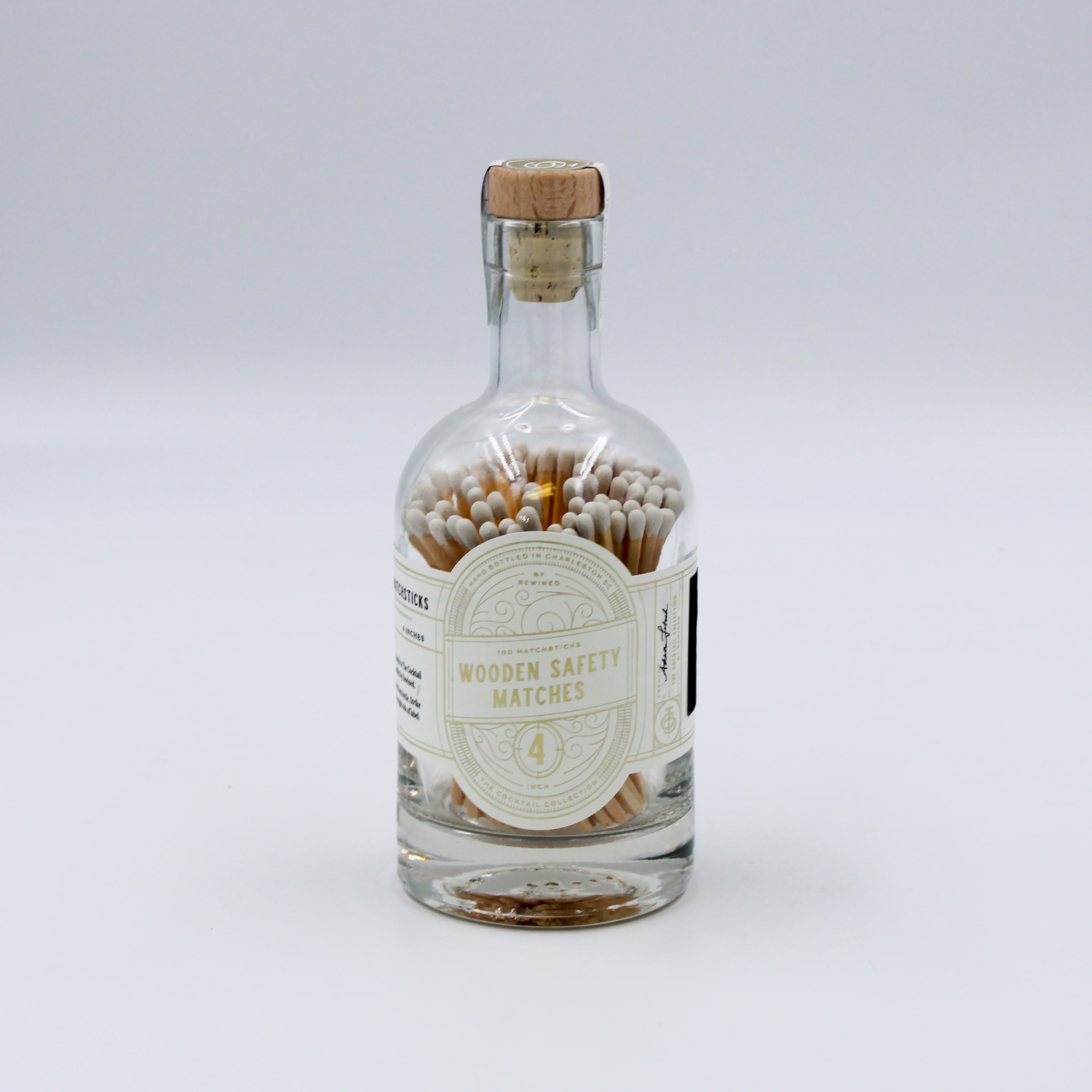 Glass bottle filled with wooden safety matches