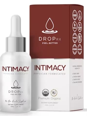Bottle and box of Intimacy dietary supplement