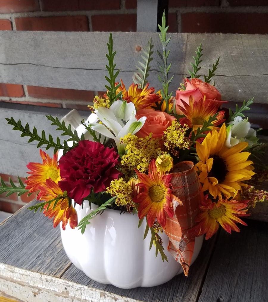 Autumn Pumpkin - Reusable ceramic pumpkin container with beautiful fall colors. Perfect as a centerpiece or a just because!  