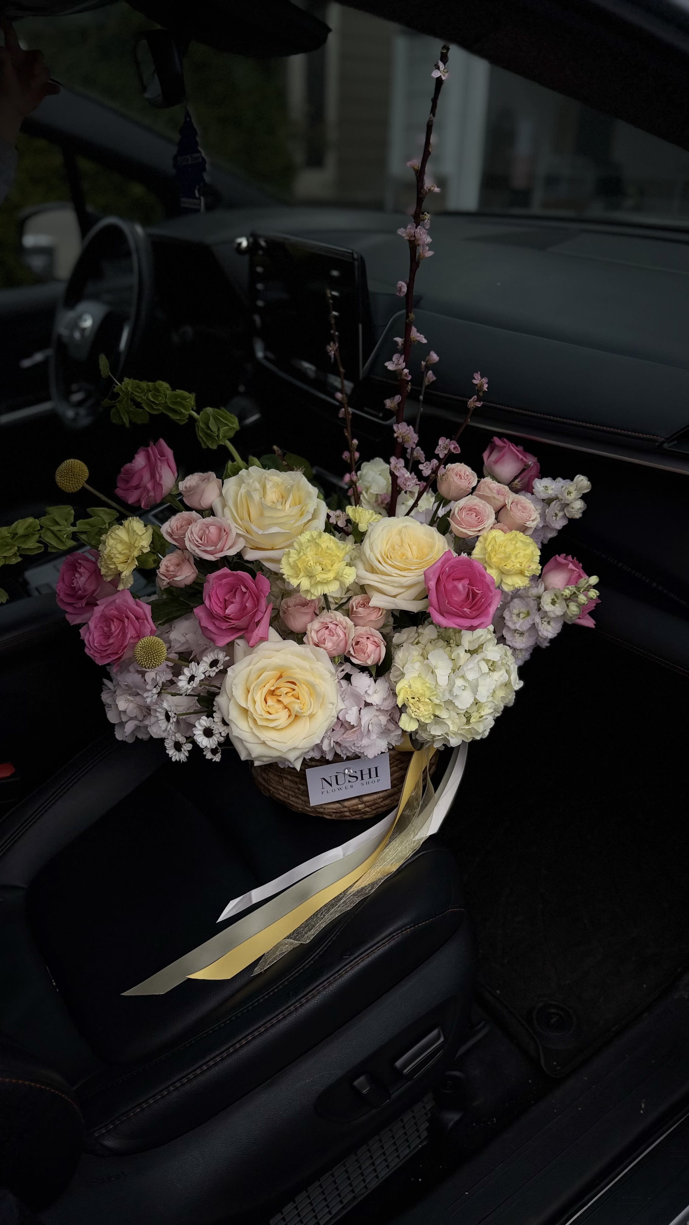 Summer Garden Basket - A bright seasonal basket featuring a mix of yellow, pink, white, green, and red blooms. Fresh, colorful, and full of summer charm, perfect for a cheerful gift.