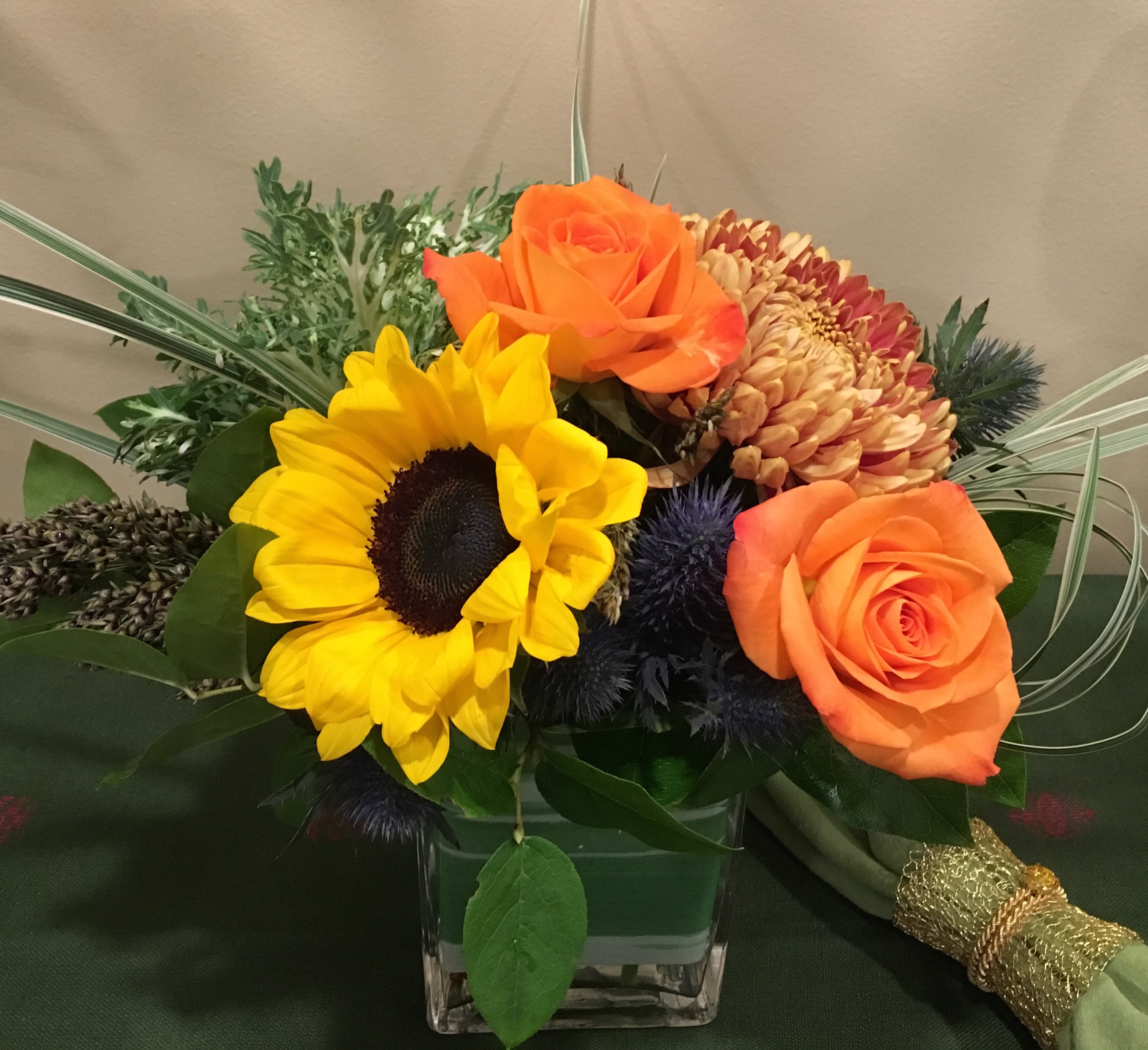 Ready for Fall  - Seasonal collection of lasting blossoms such as thistle chrysanthemums.Starting size is prepared in 4 inches cube upgrades provide larger size