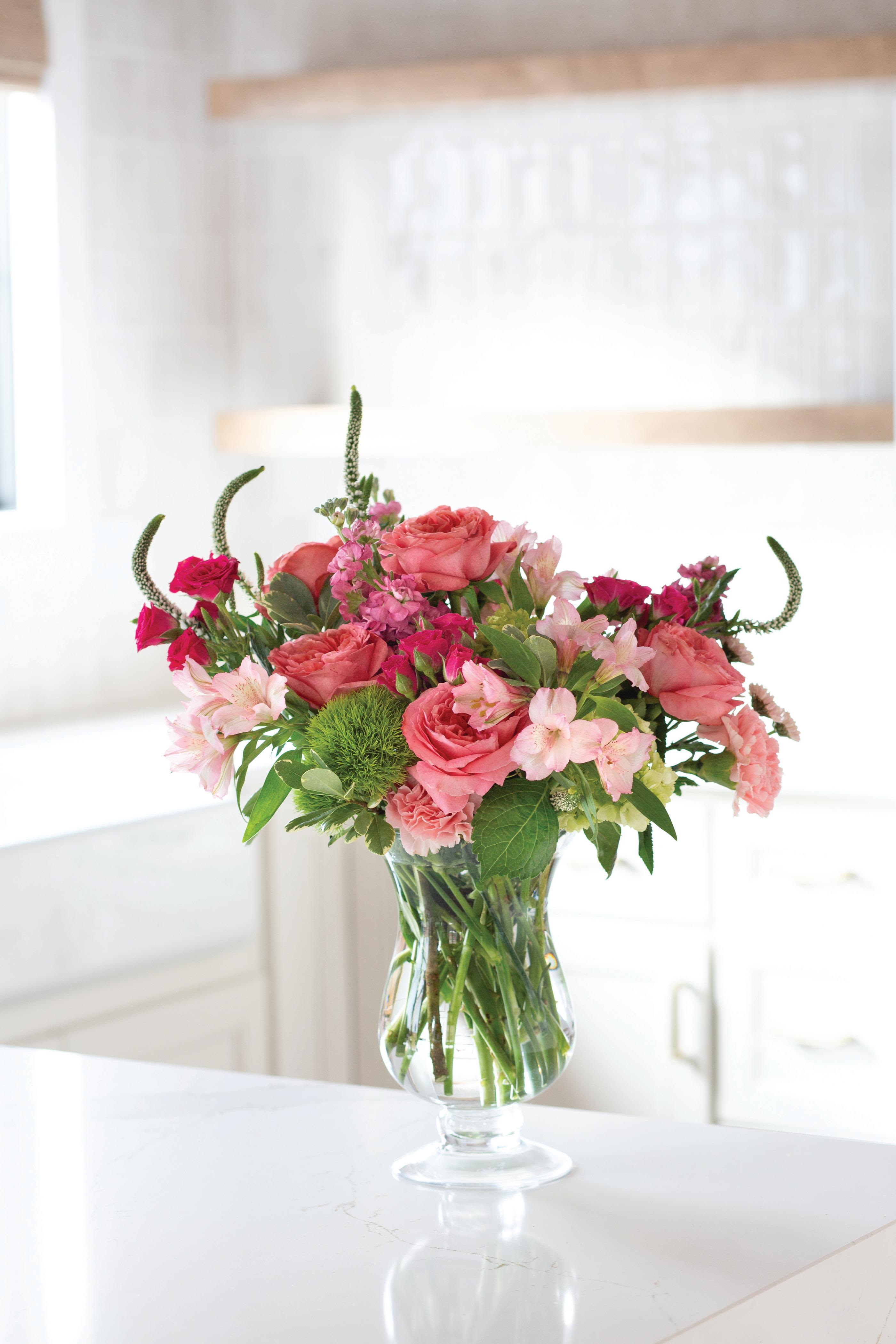Sofia - A soft and romantic flower arrangement designed in beautiful shades of pink and blush.  Sofia features a fresh, garden-style look with natural movement and a balanced mix of soft tones, creating an elegant and uplifting feel. Designed in a clear glass vase, it’s a perfect choice for birthdays, anniversaries, or simply sending something thoughtful and pretty.  Available for same-day flower delivery in DeLand, with service to nearby areas including Lake Mary and Deltona.
