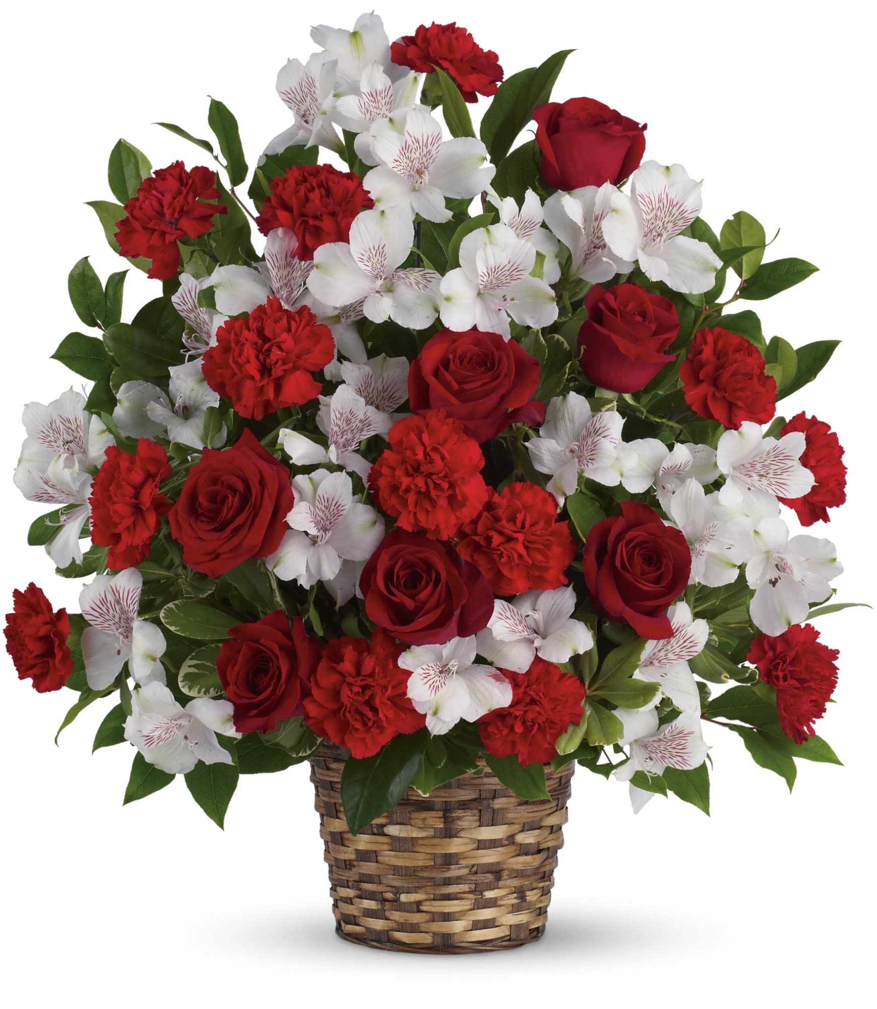 Truly Beloved Bouquet by Teleflora - Reach out to the family at home with this lovely array of classic blooms artistically arranged in a beautifully woven basket. They'll be deeply touched. 