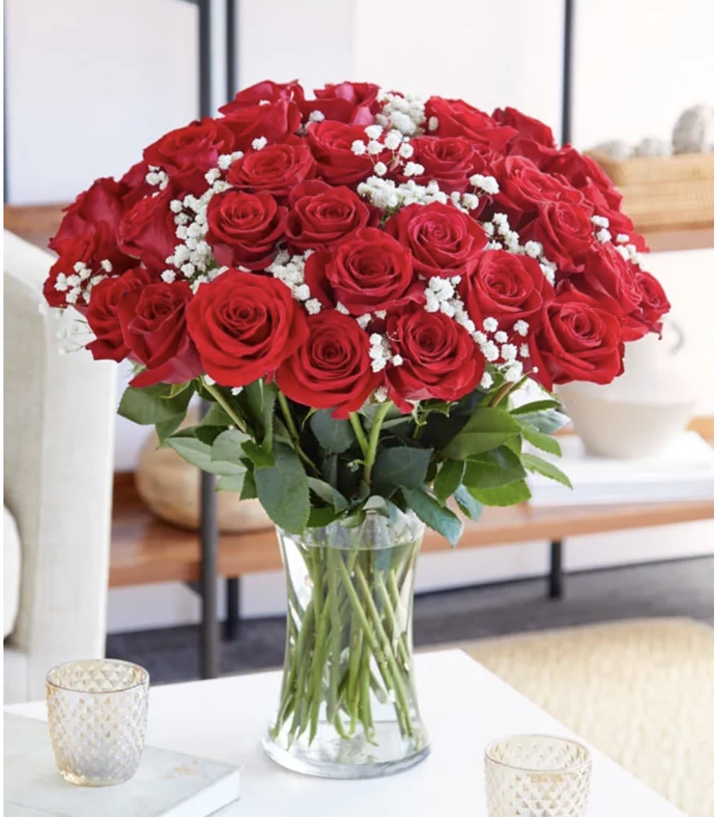 24 Red Roses/babybreath - Nice and beautiful arrangement for all occasions. Bouquet will be delivered as similar to the pic